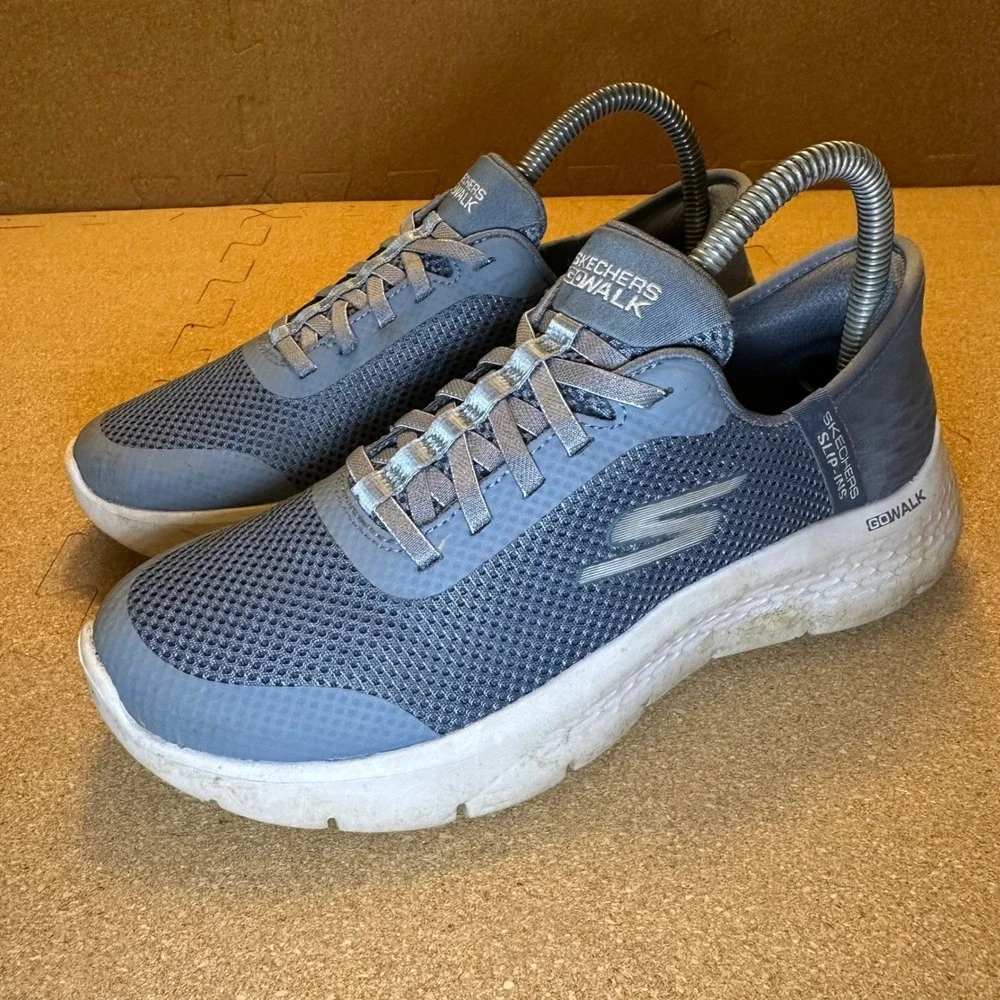 Skechers GoWalk Slip-Ins Women 6.5 Blue Walking Shoe Sneaker 124836 Mesh Comfort